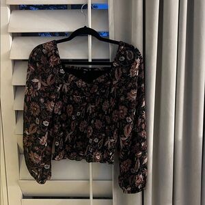 Madewell Black and Pink Floral Blouse